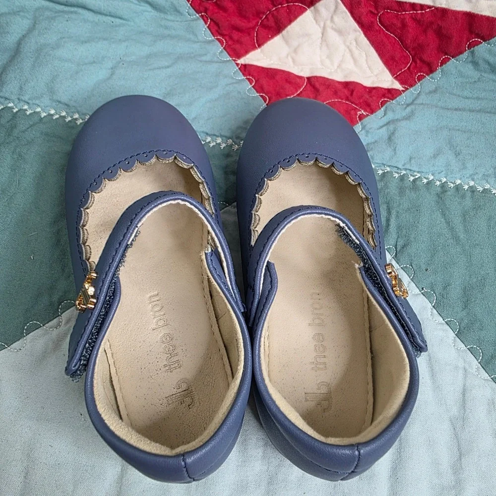 Thee Bron Blue Scalloped Mary Jane Flats AF510 Kids Size 8M